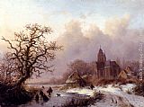 Frederik Marianus Kruseman A Frozen Winter Landscape painting